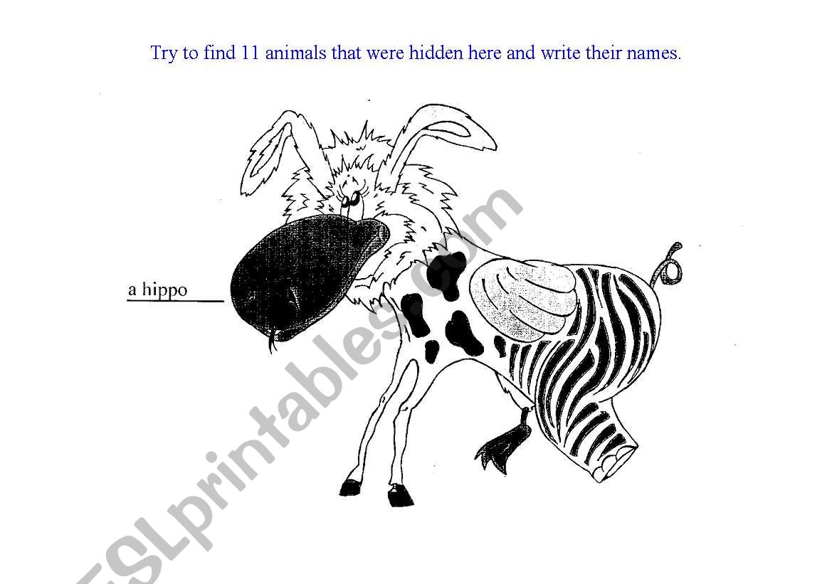 11 animals in one worksheet
