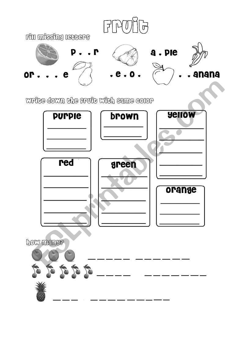 Fruit worksheet