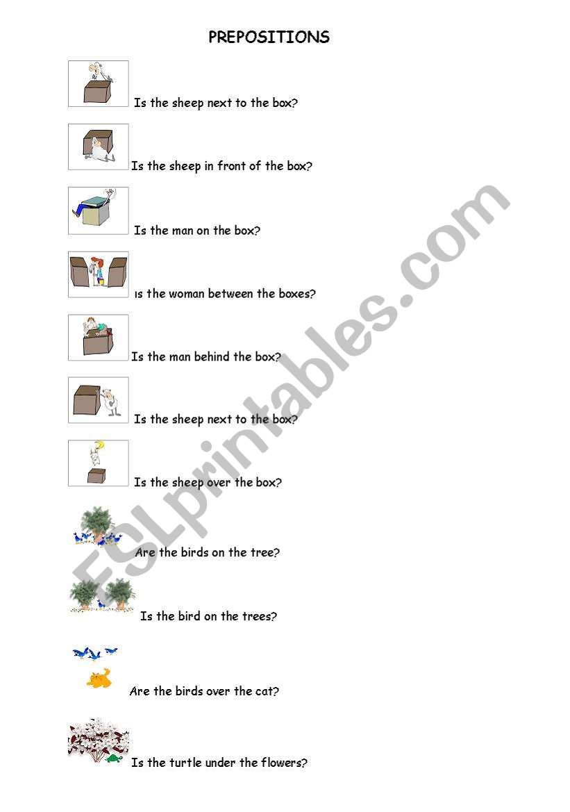 preposition of place worksheet