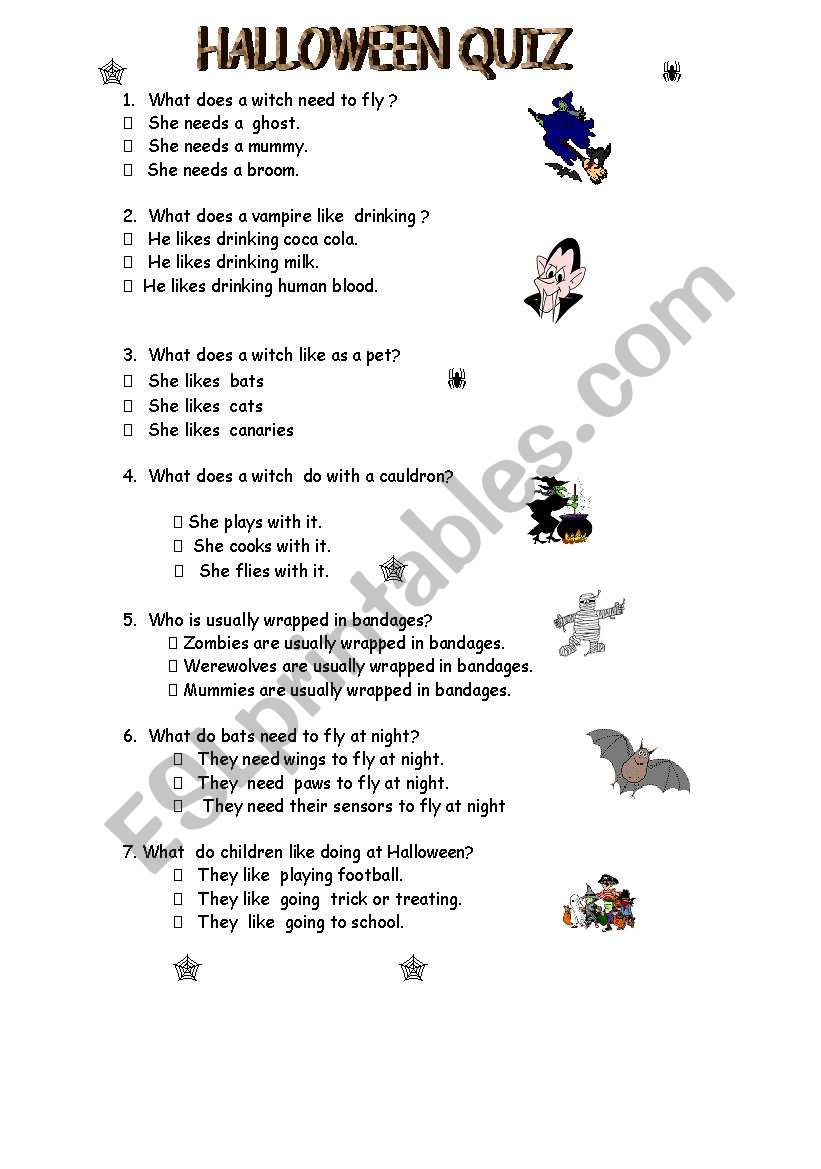 halloween quiz worksheet