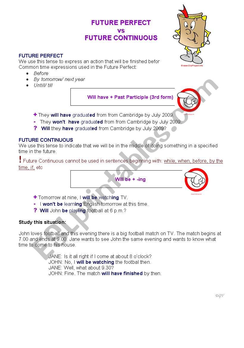 Future Perfect vs Future Continuous