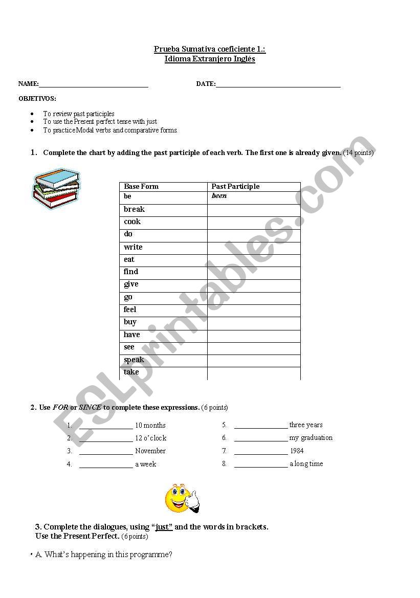 Test on modal verbs, present perfect form and comparatives