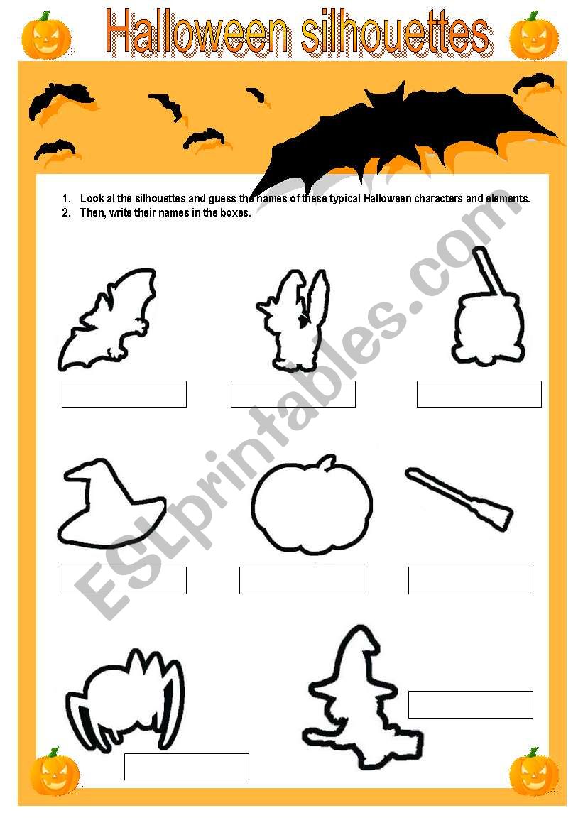 Halloween silhouettes worksheet