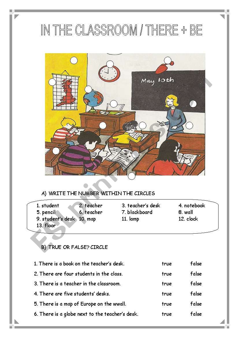 in the classroom / there + be worksheet