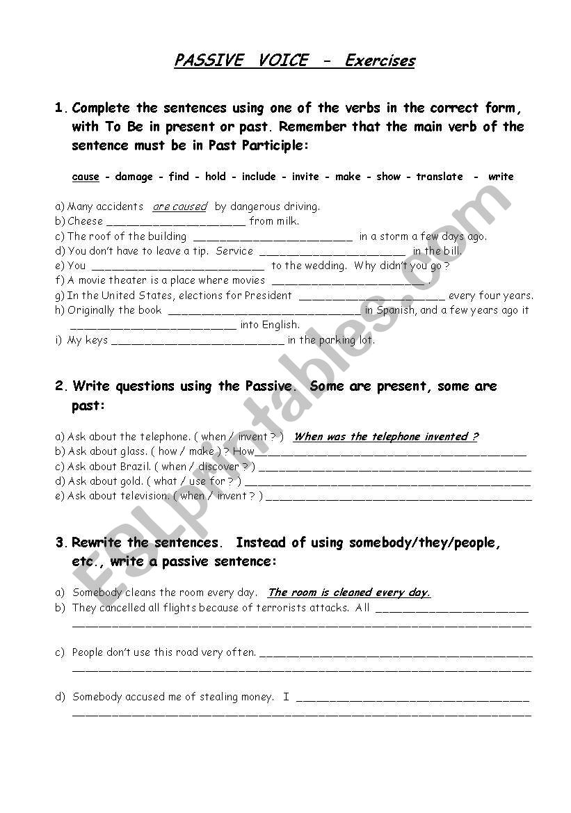 passive voice worksheet