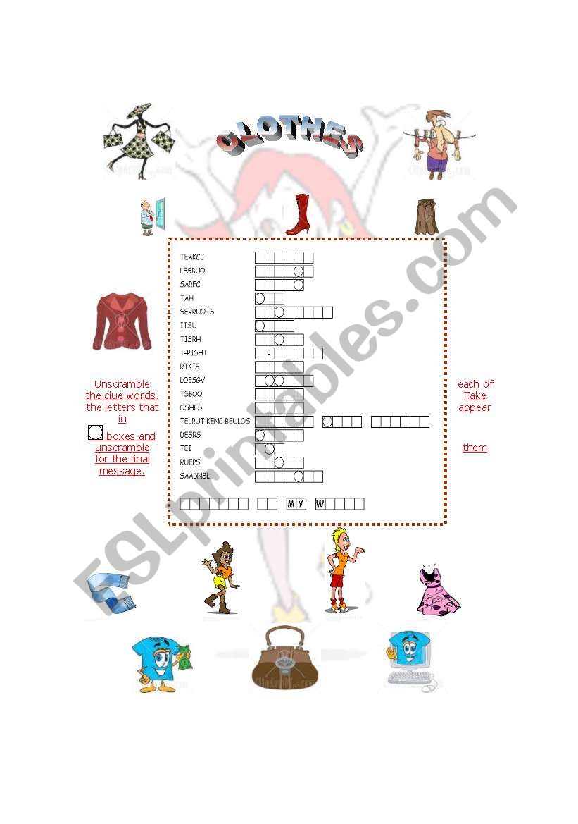 CLOTHES worksheet