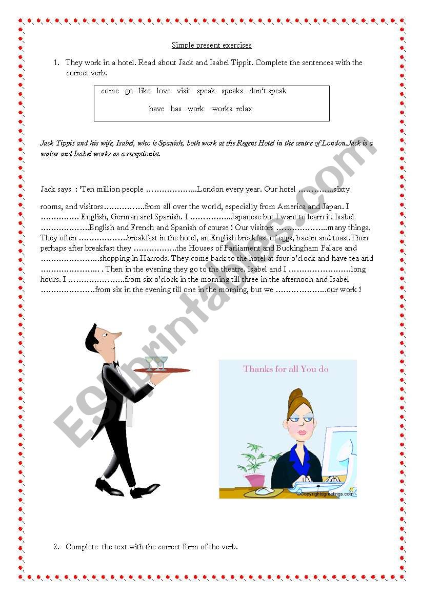 Simple present exercises worksheet