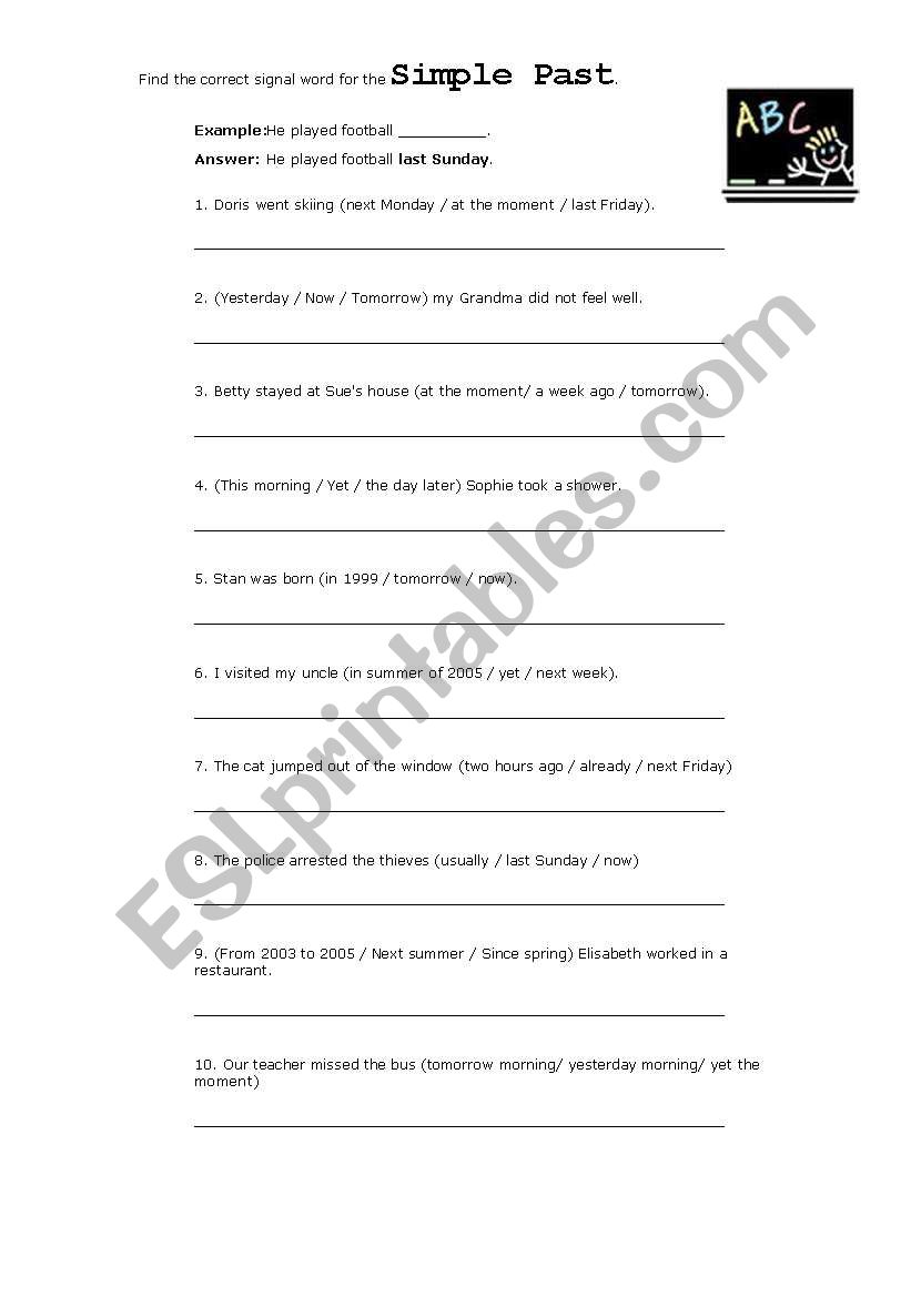 Find the correct signal word for the Simple Past