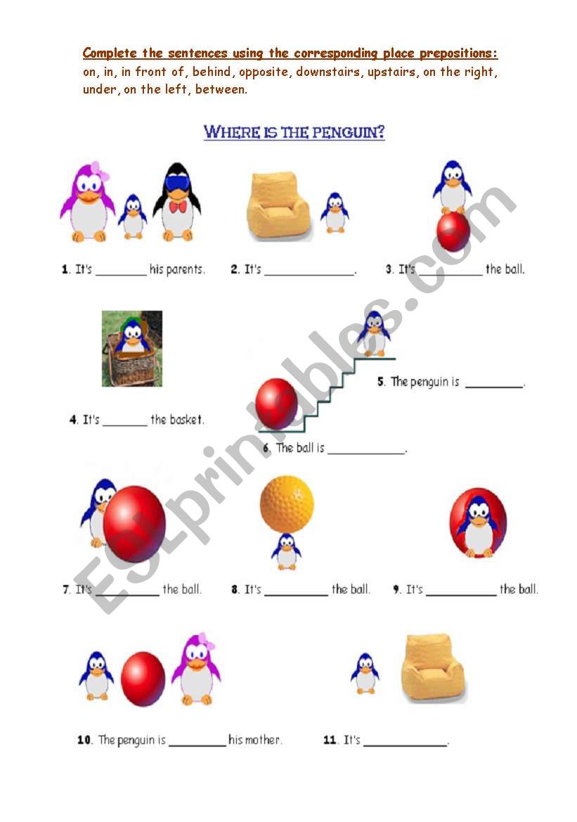 Wheres the penguin? worksheet