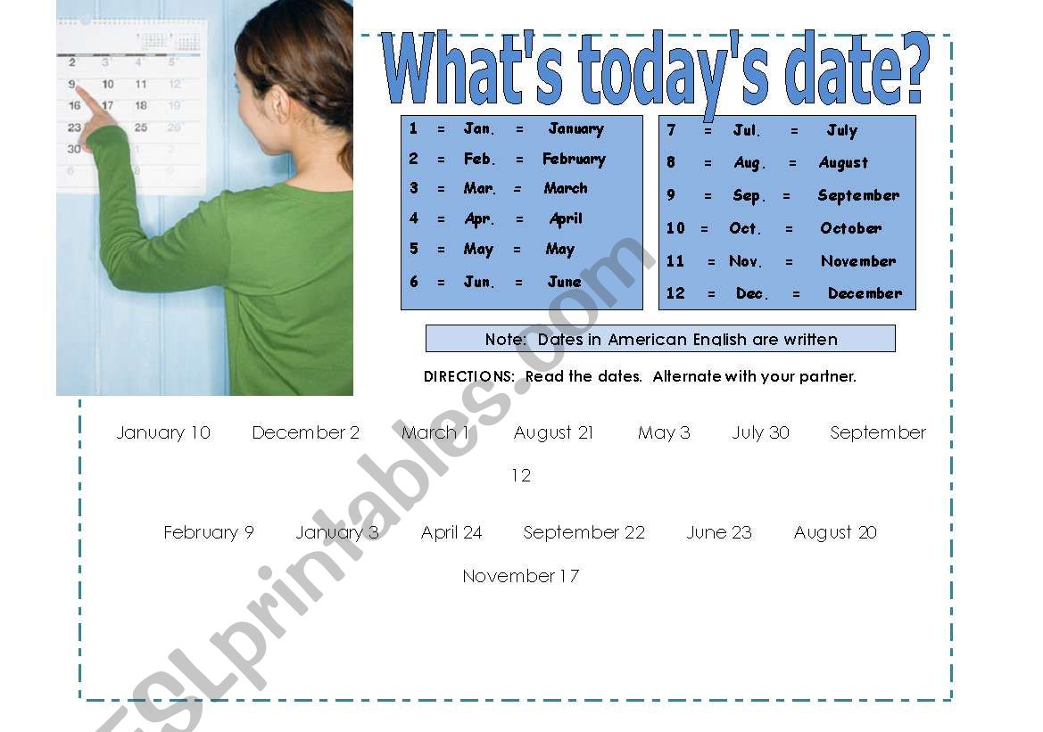 Partner Practice : How to read dates : Practicing -th : Ordinal numbers