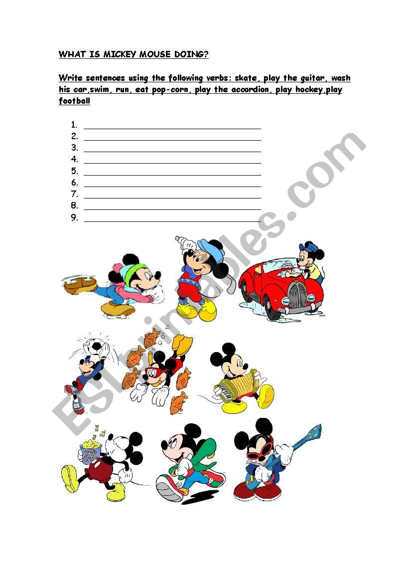 What is Mickey doing? worksheet