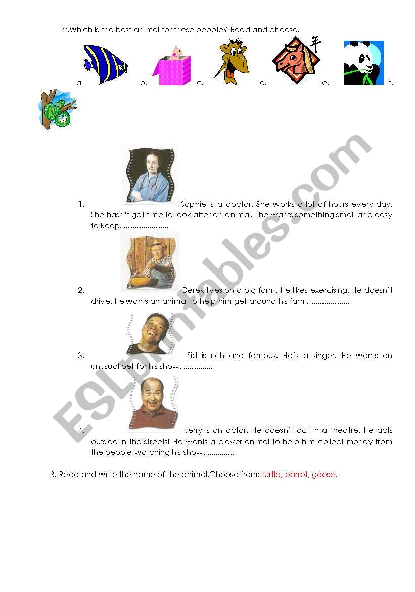 Animals and pets(part 2) worksheet