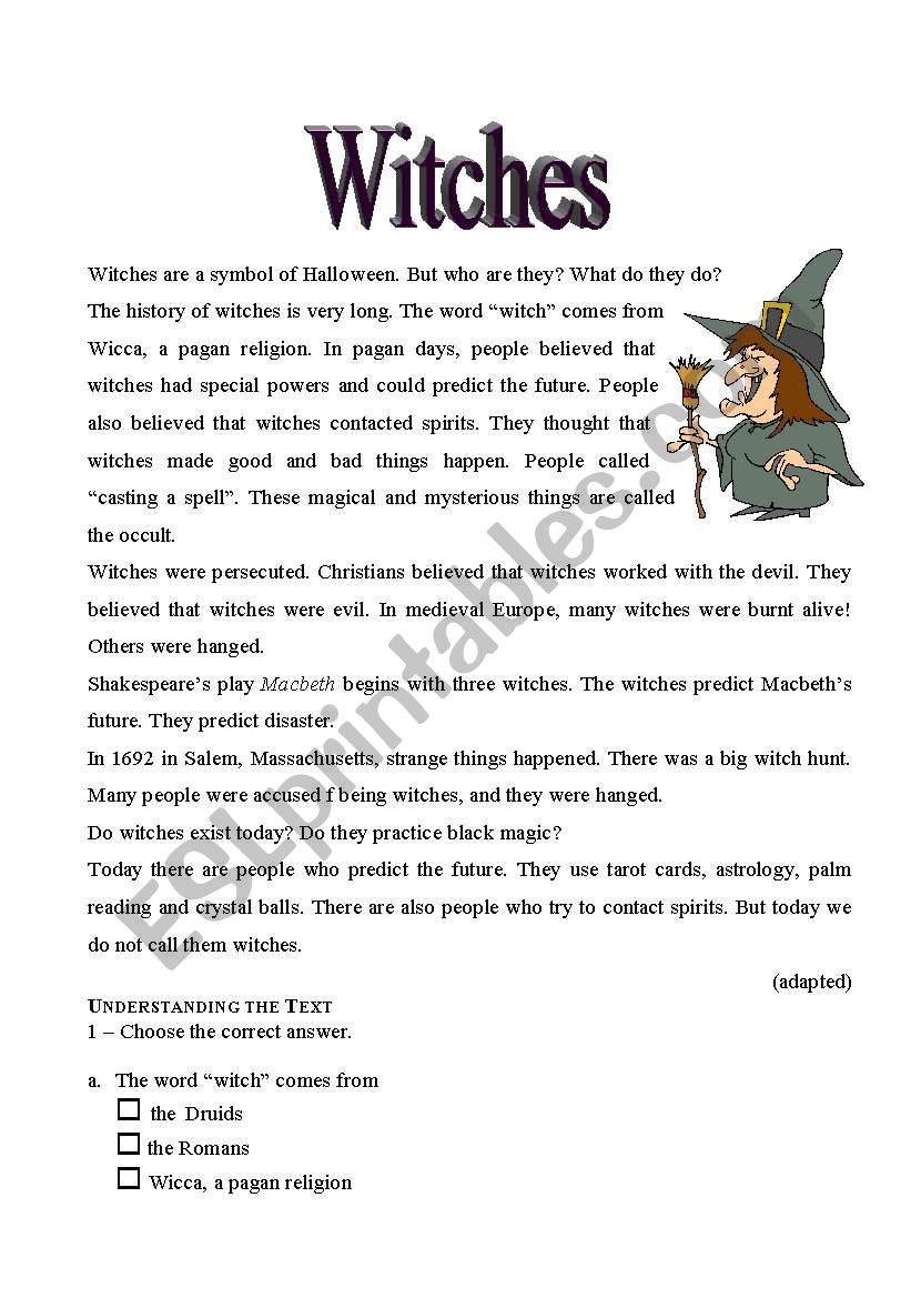 Halloween activity - Witches worksheet
