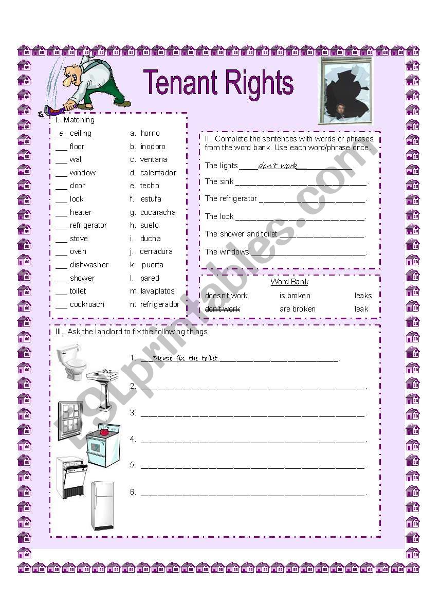 Renting I (color) worksheet