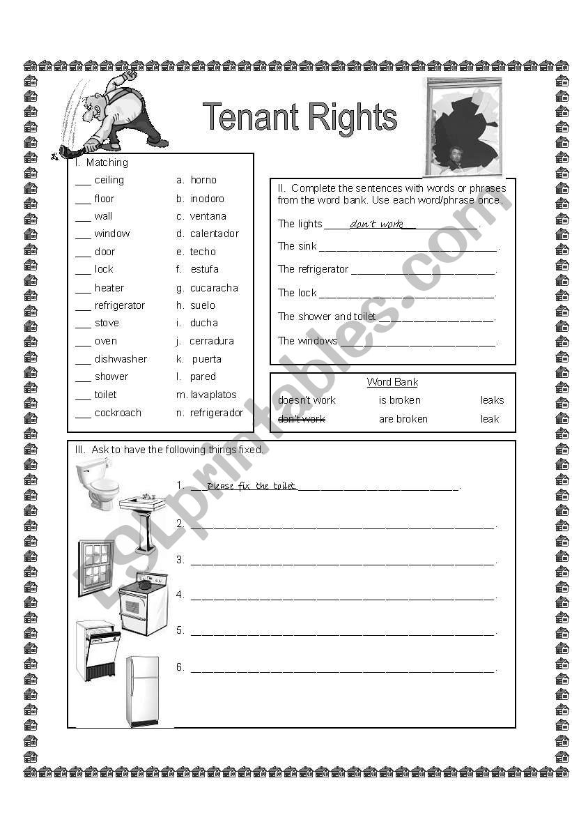 Renting I (grayscale) worksheet