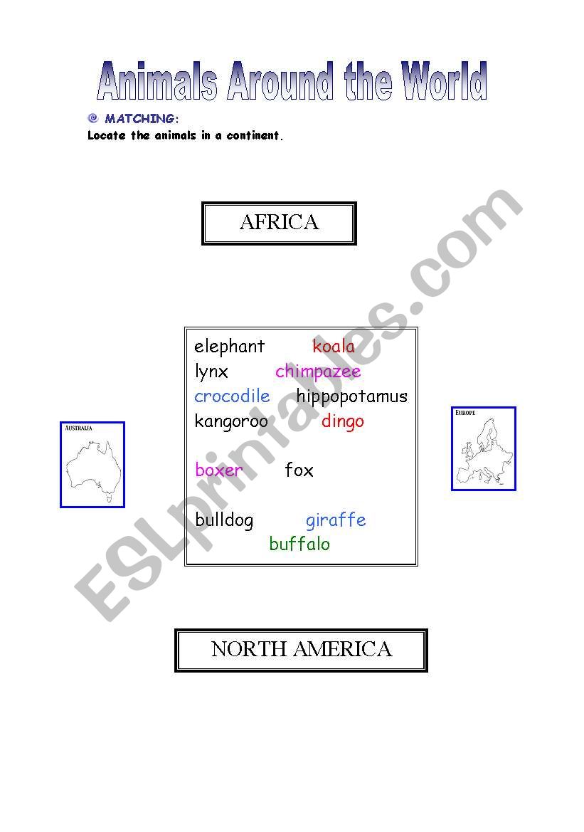 Animals worksheet