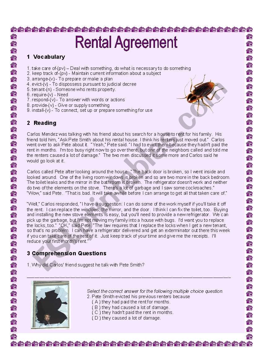 Renting II (color) worksheet