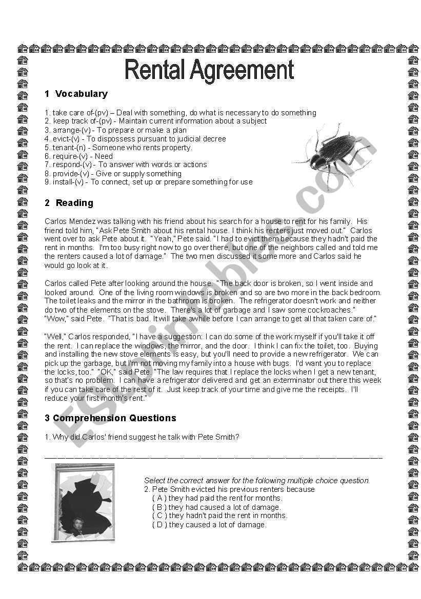 Renting II (grayscale) worksheet