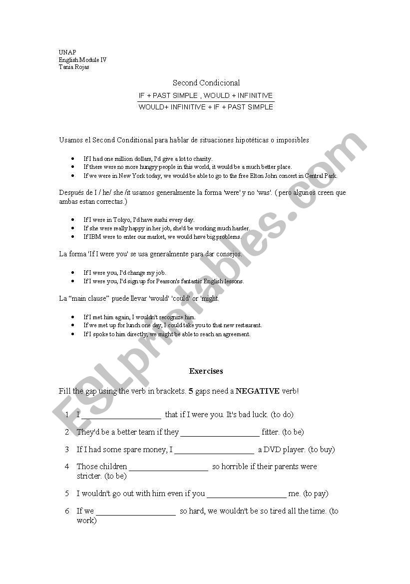 Second Conditional worksheet