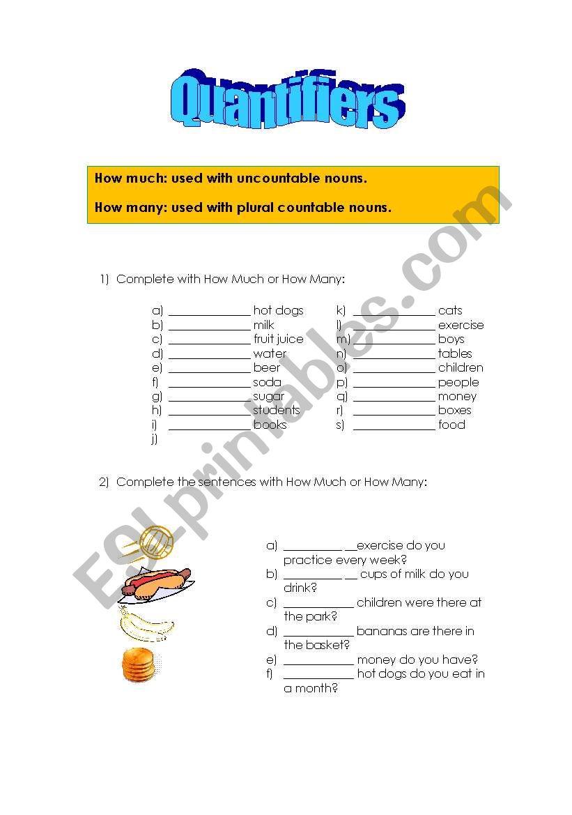 Quantifiers worksheet