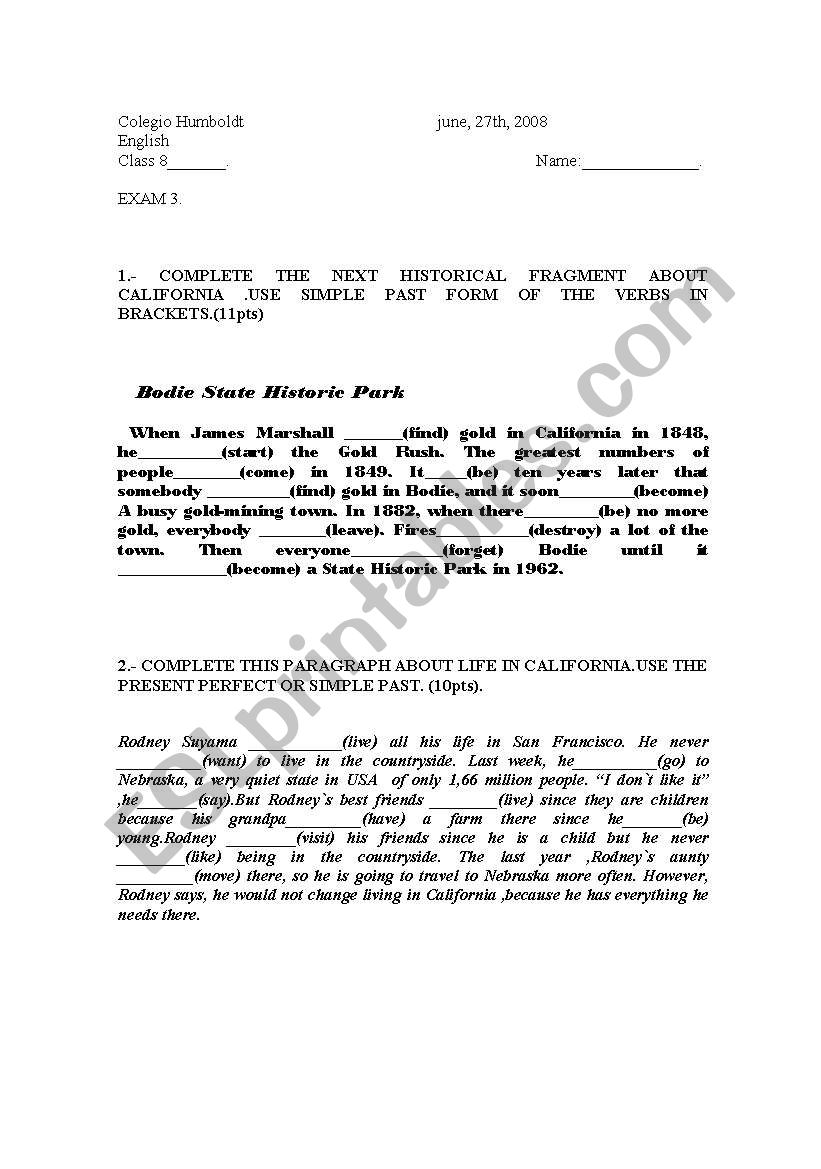 english test worksheet