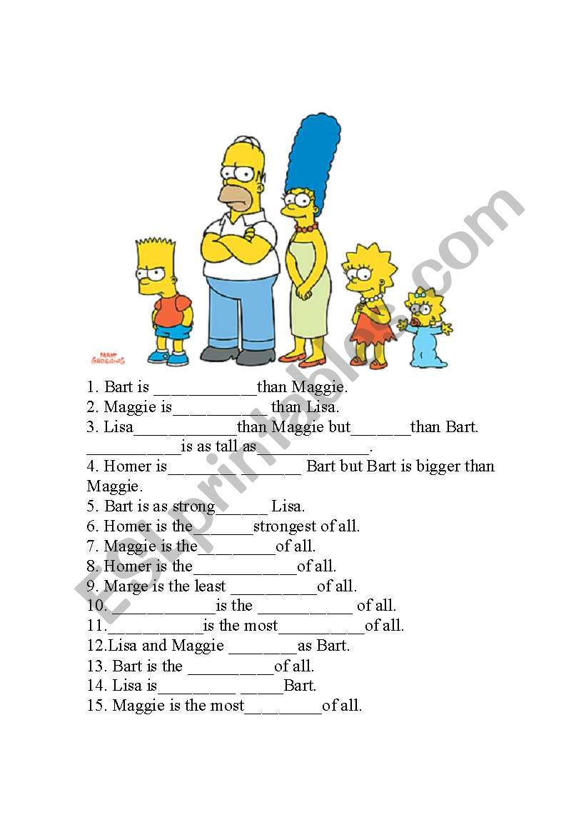 Comparisons worksheet