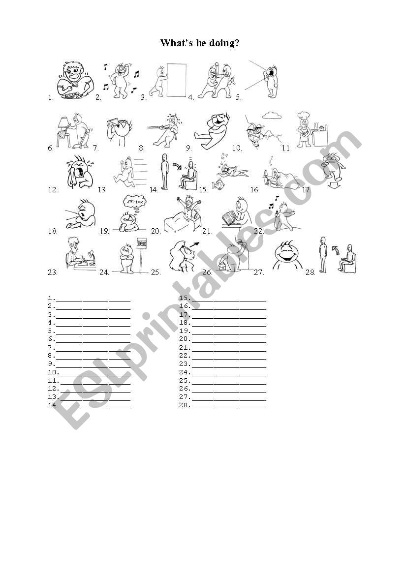 WhatÂ´s he doing worksheet