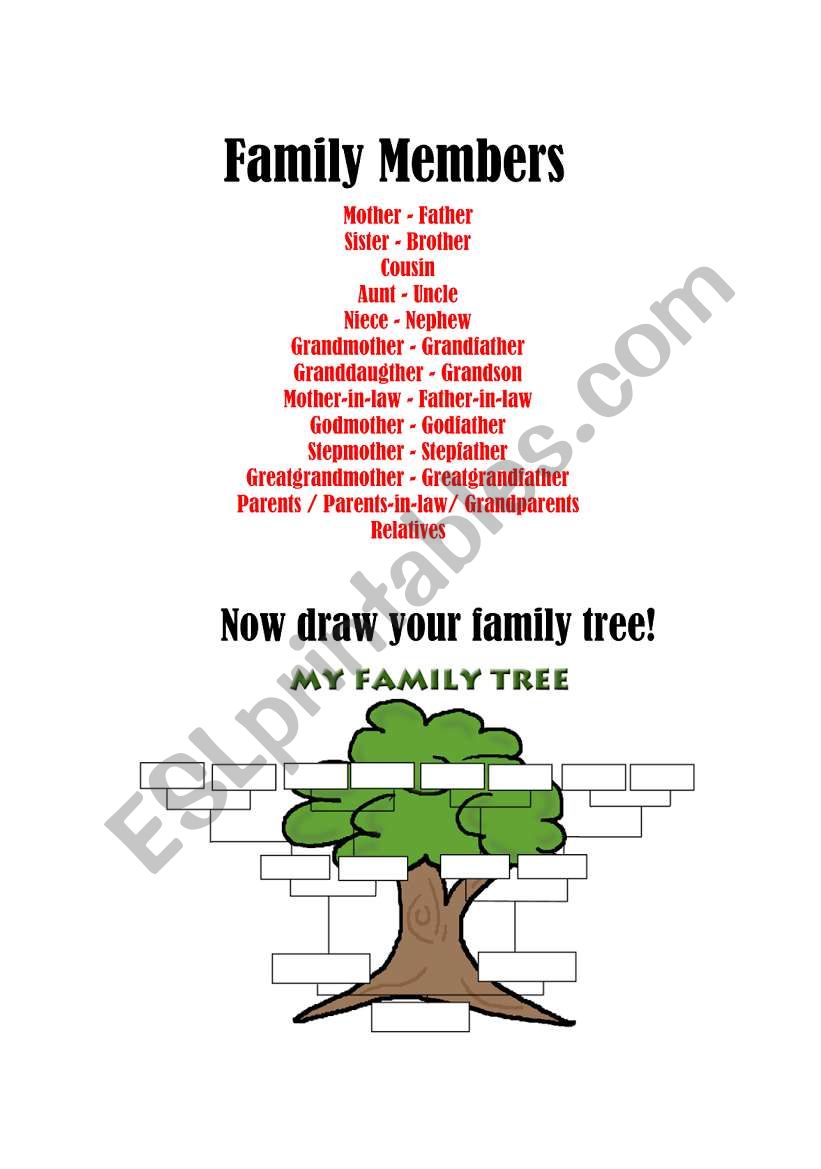 Family members worksheet worksheet