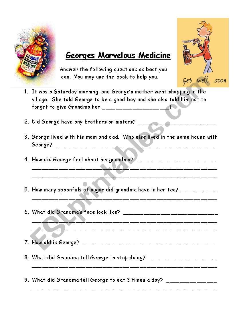 Georges Marvelous Medicine worksheet