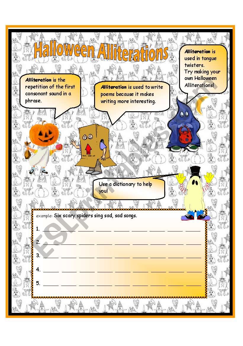 Halloween Alliterations worksheet