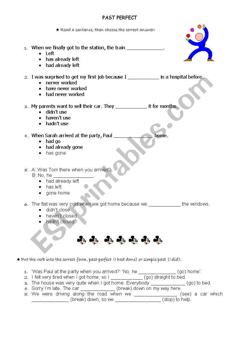 Past  Perfect  Exercises worksheet