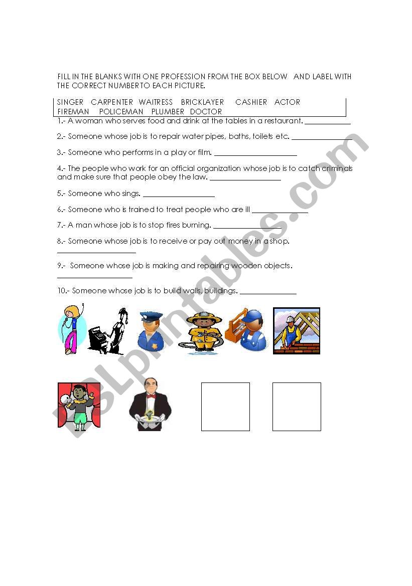 Profession activities worksheet