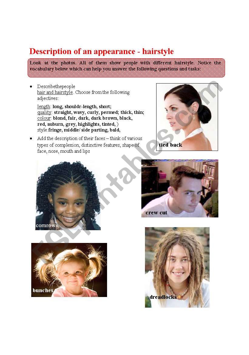 Physical description 2 - hairstyles