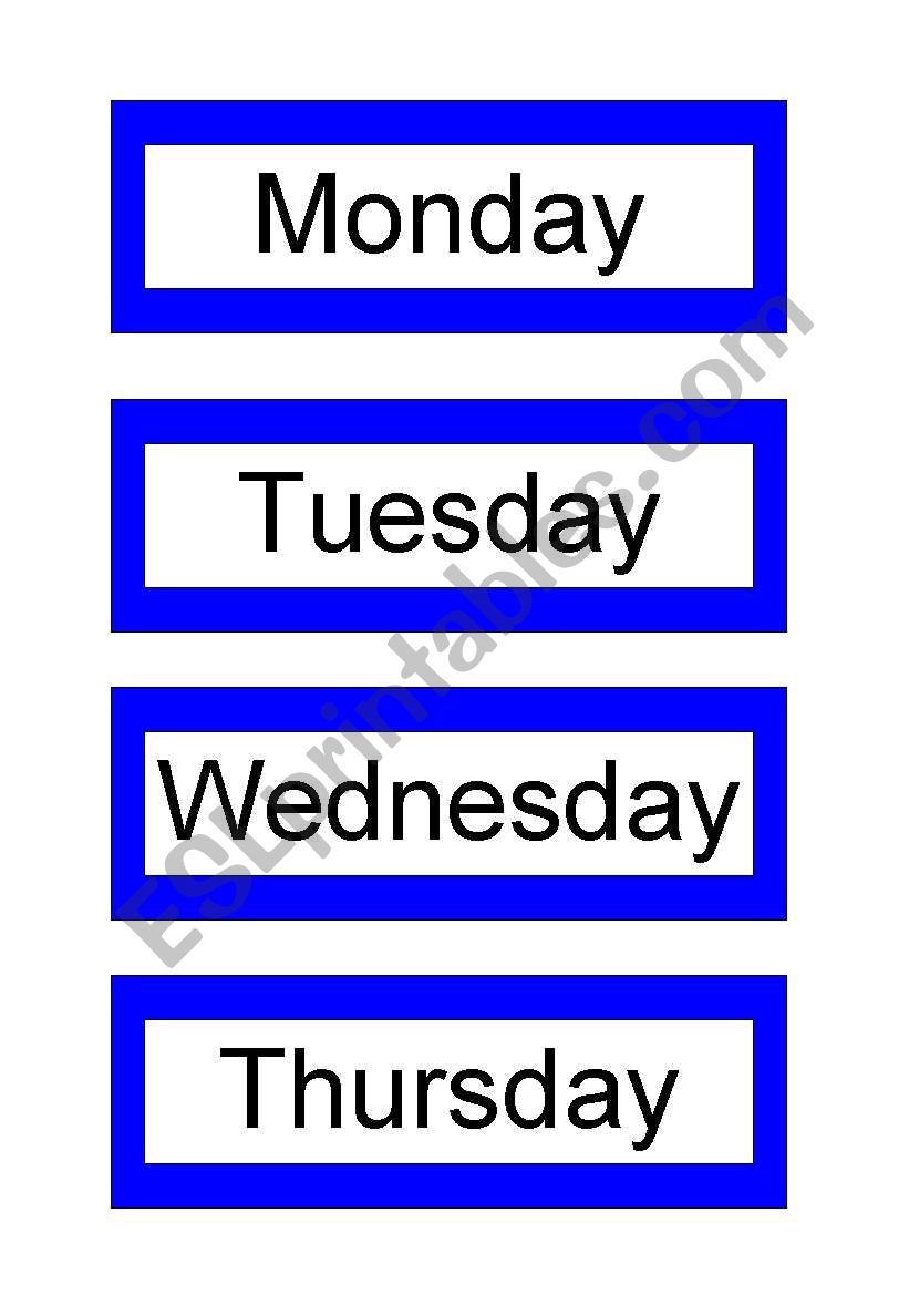 DAYS OF THE WEEK worksheet