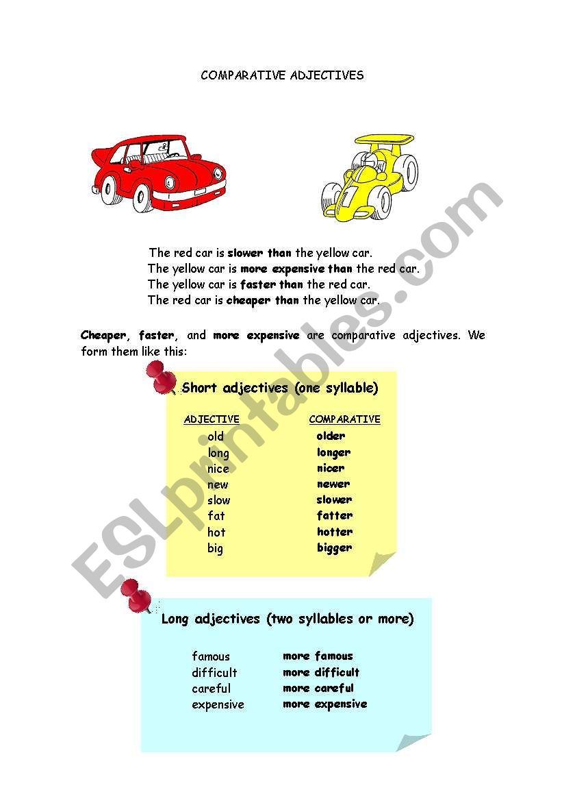 Comparative adjectives worksheet