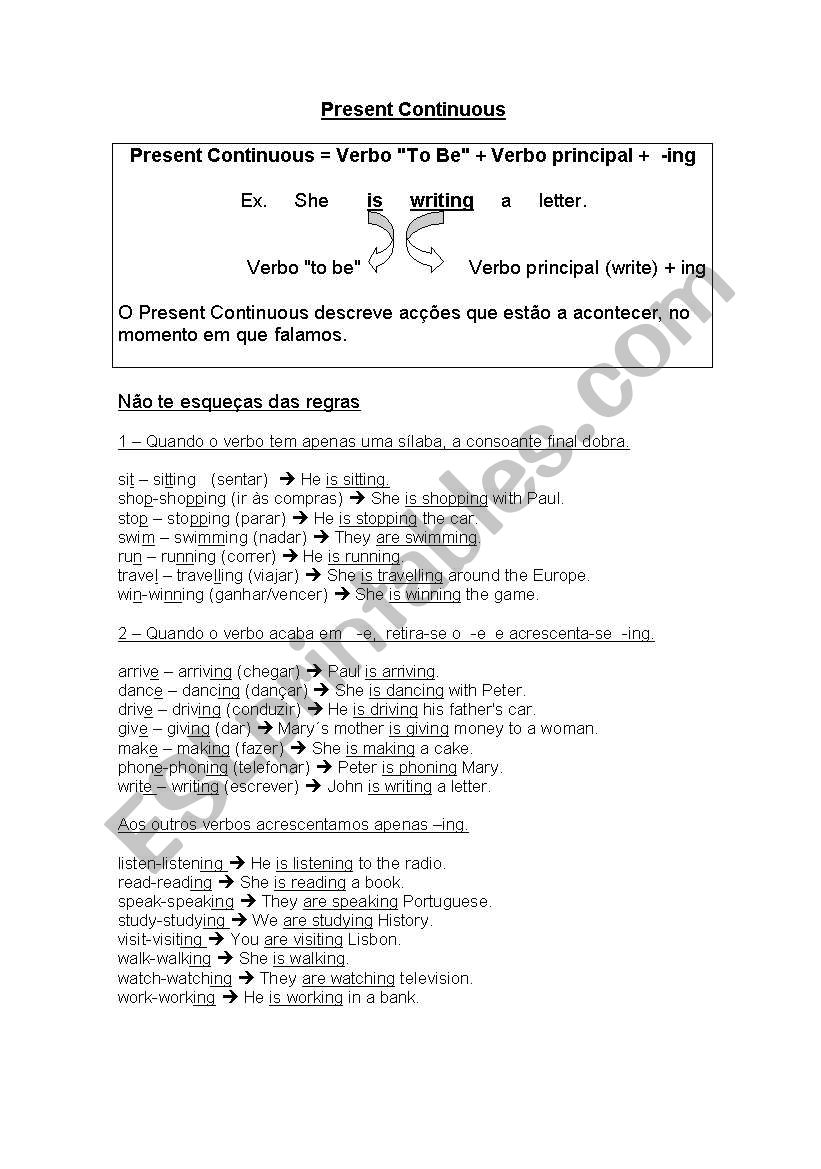 Present Continuous worksheet