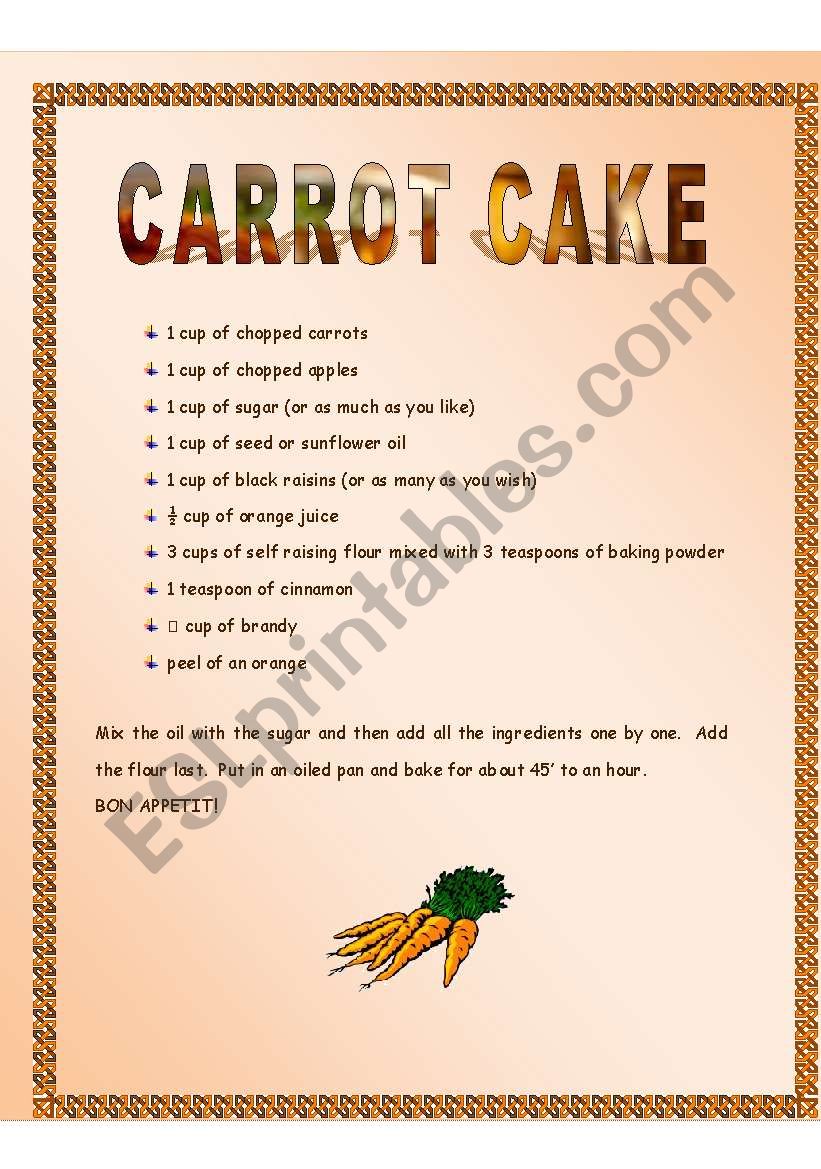 Carrot cake worksheet
