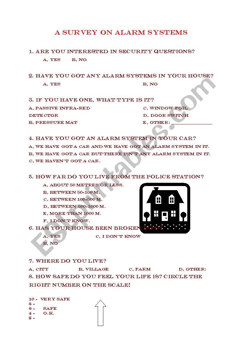 Survey on Alarm Systems worksheet