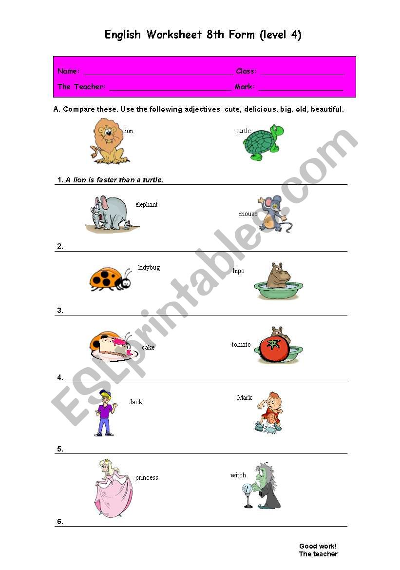 Comparatives worksheet