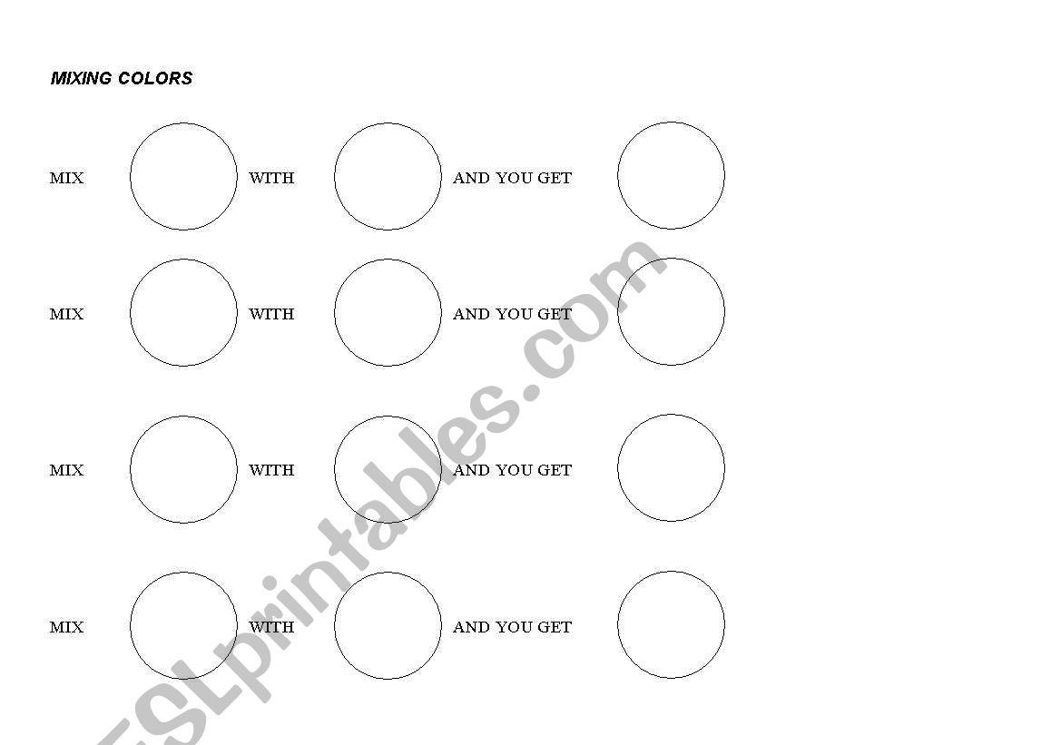 Mixing Colors worksheet