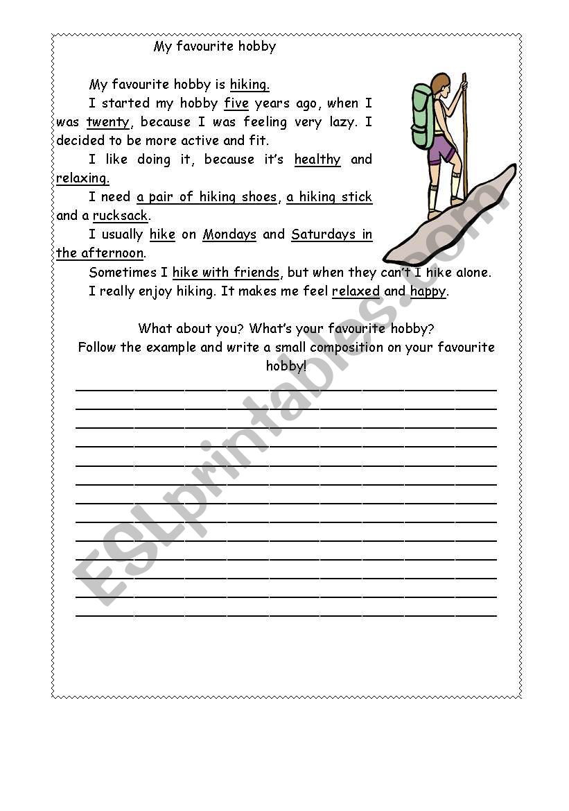 Writing on hobbies worksheet