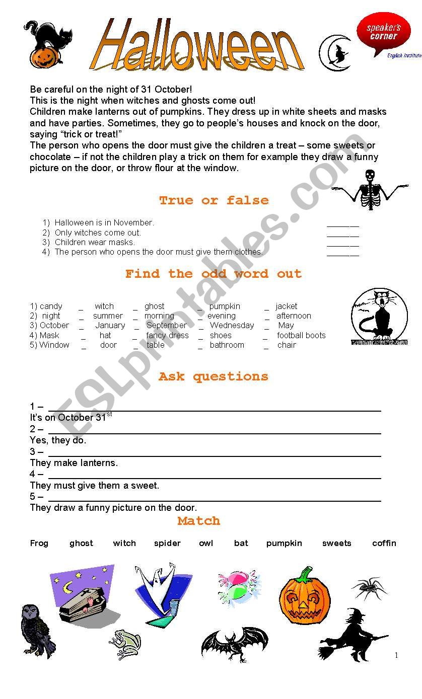 Halloween Practice worksheet