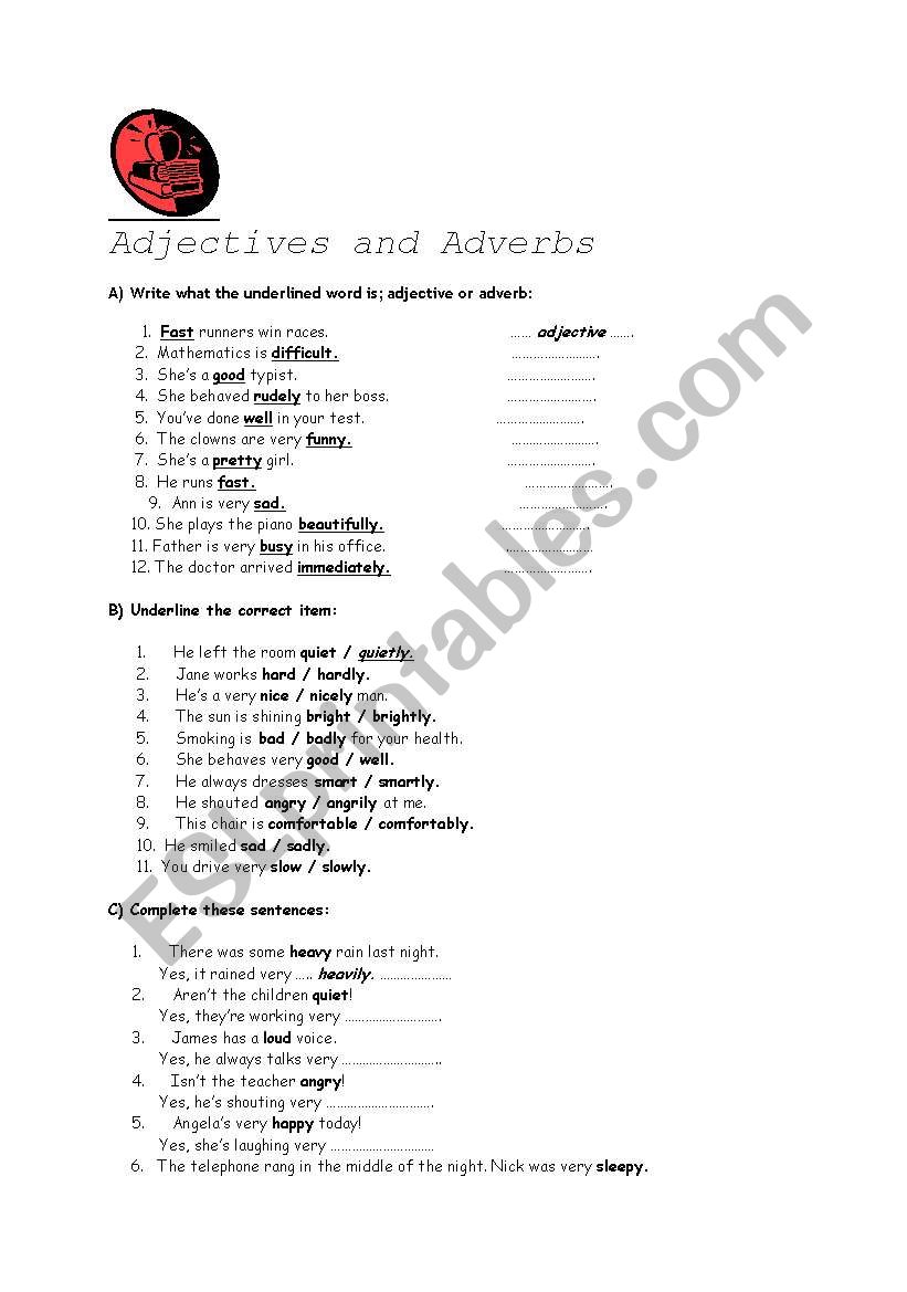 adjectives& adverbs worksheet