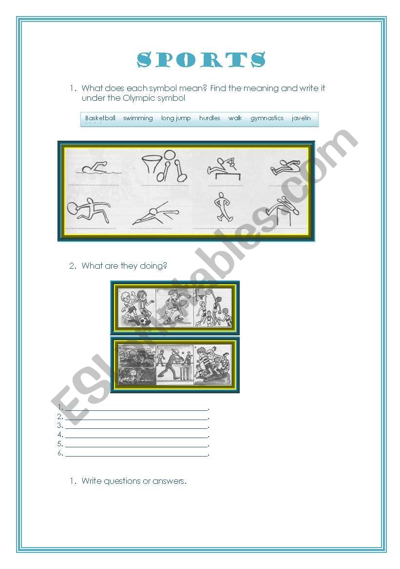 SPORTS 2 pages worksheet