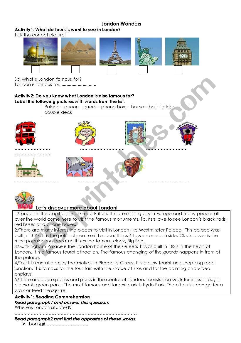 london wonders worksheet