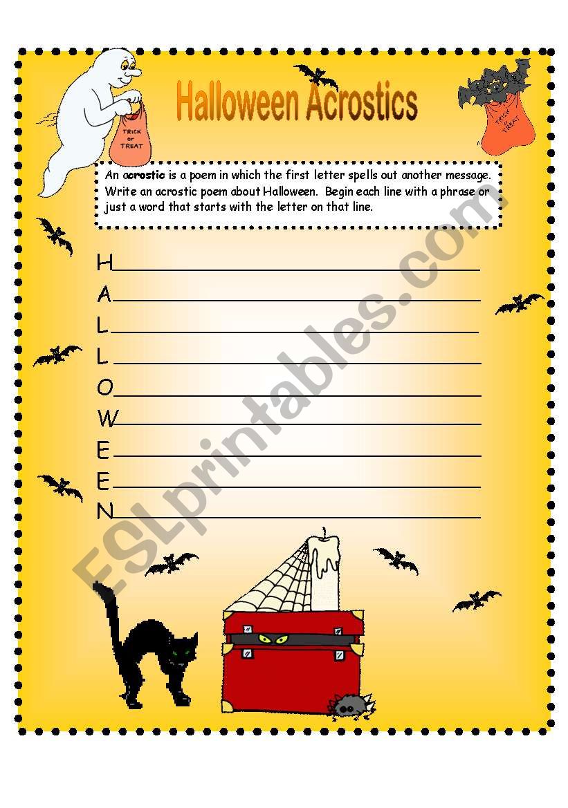 Halloween Acrostics worksheet