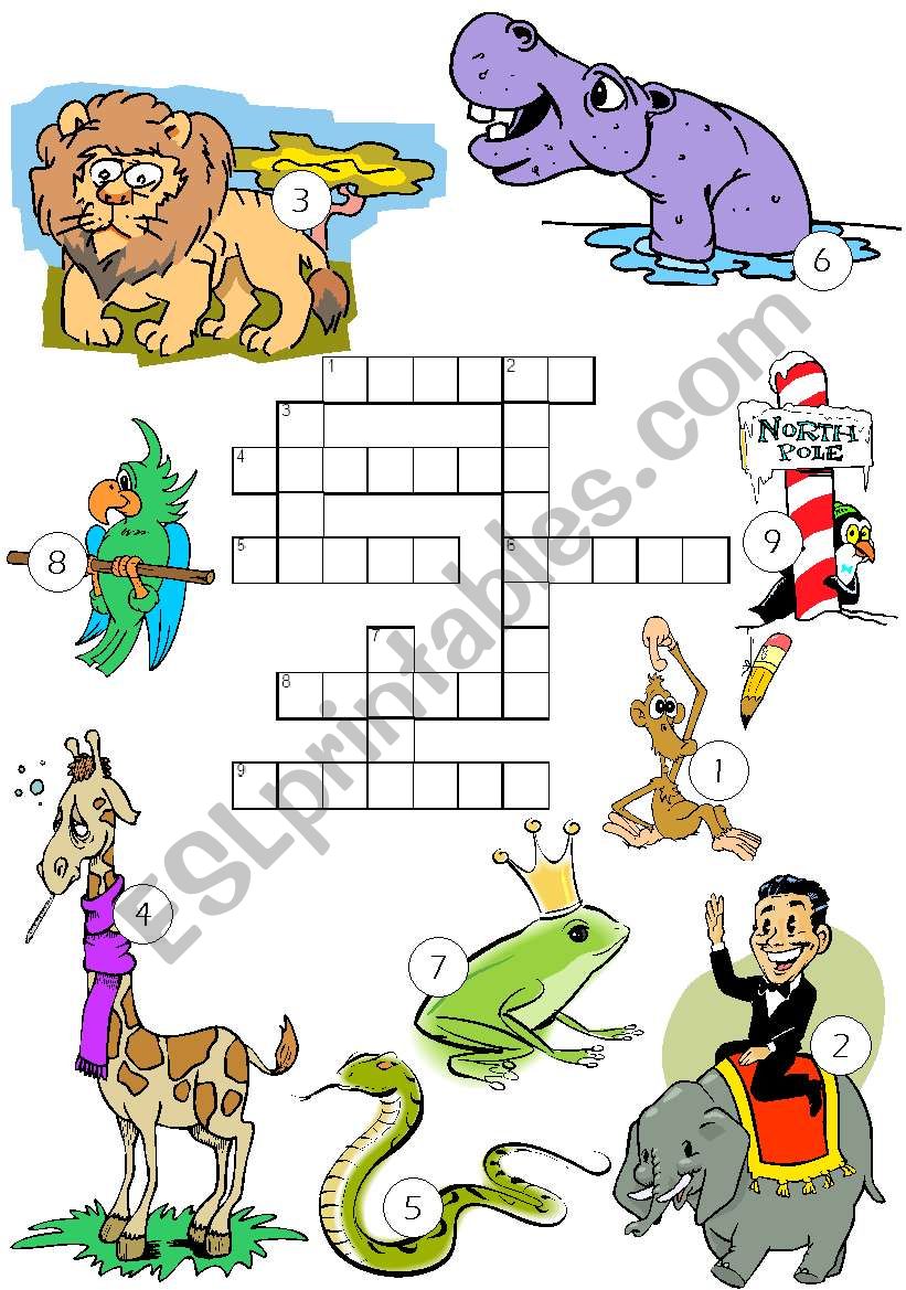 Animals - croosword puzzle worksheet