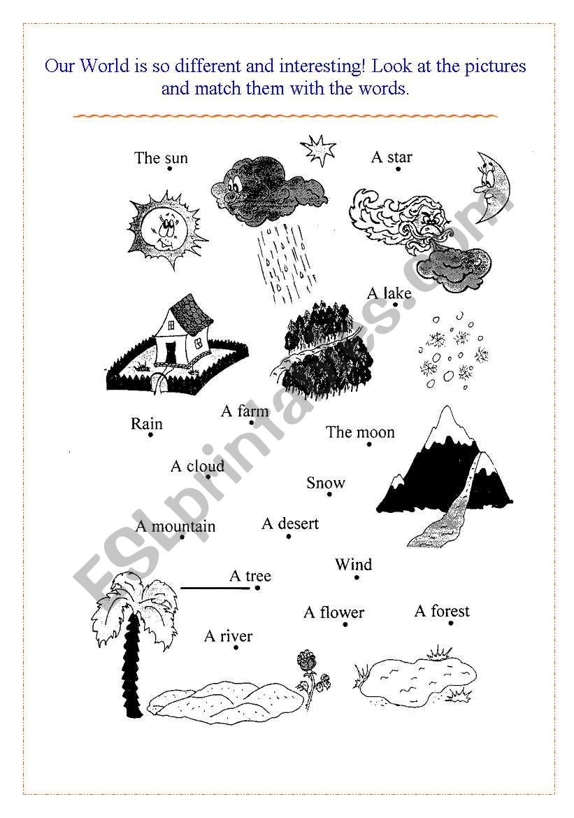 Our world and nature worksheet