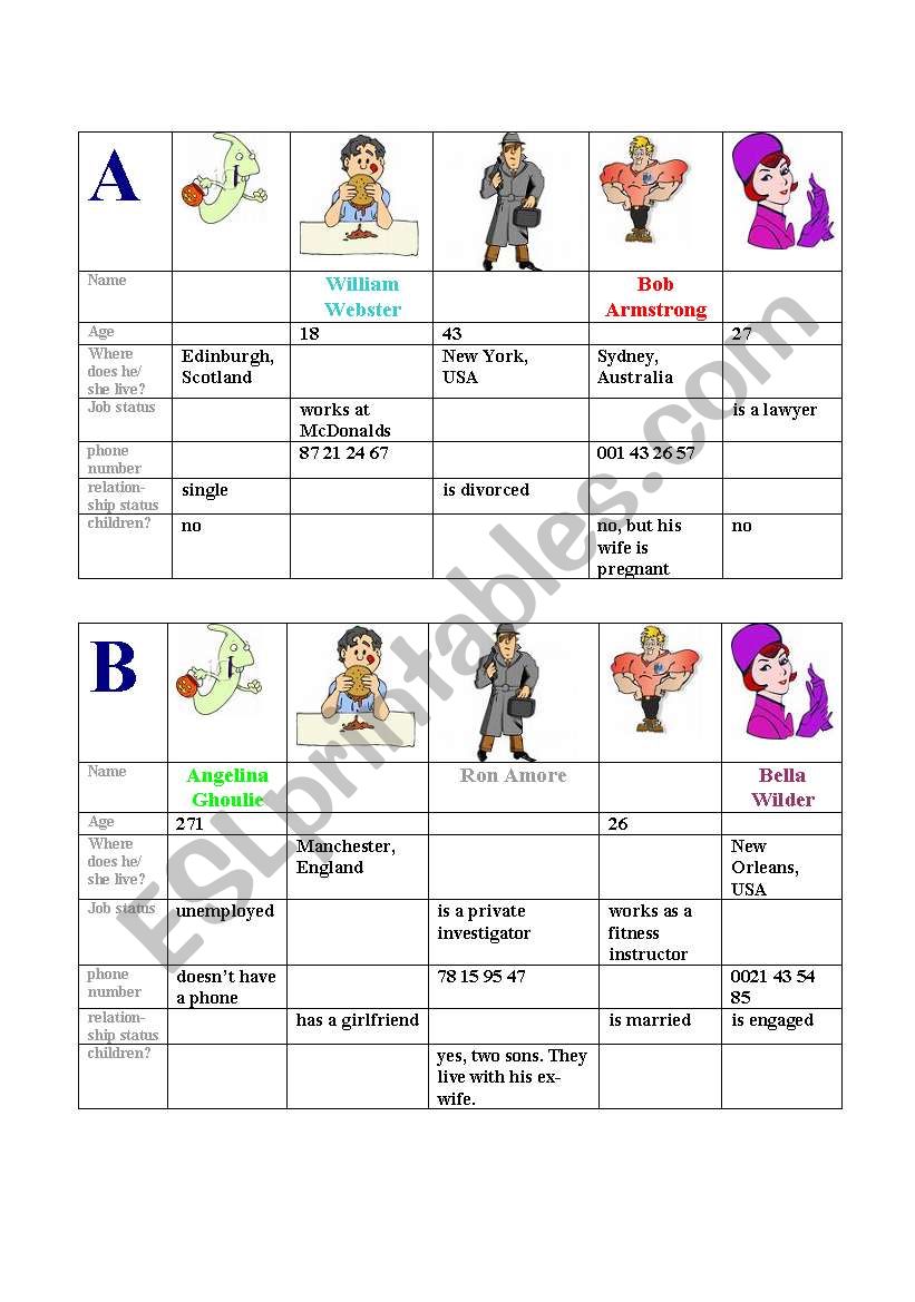 Information Gap - 1 worksheet