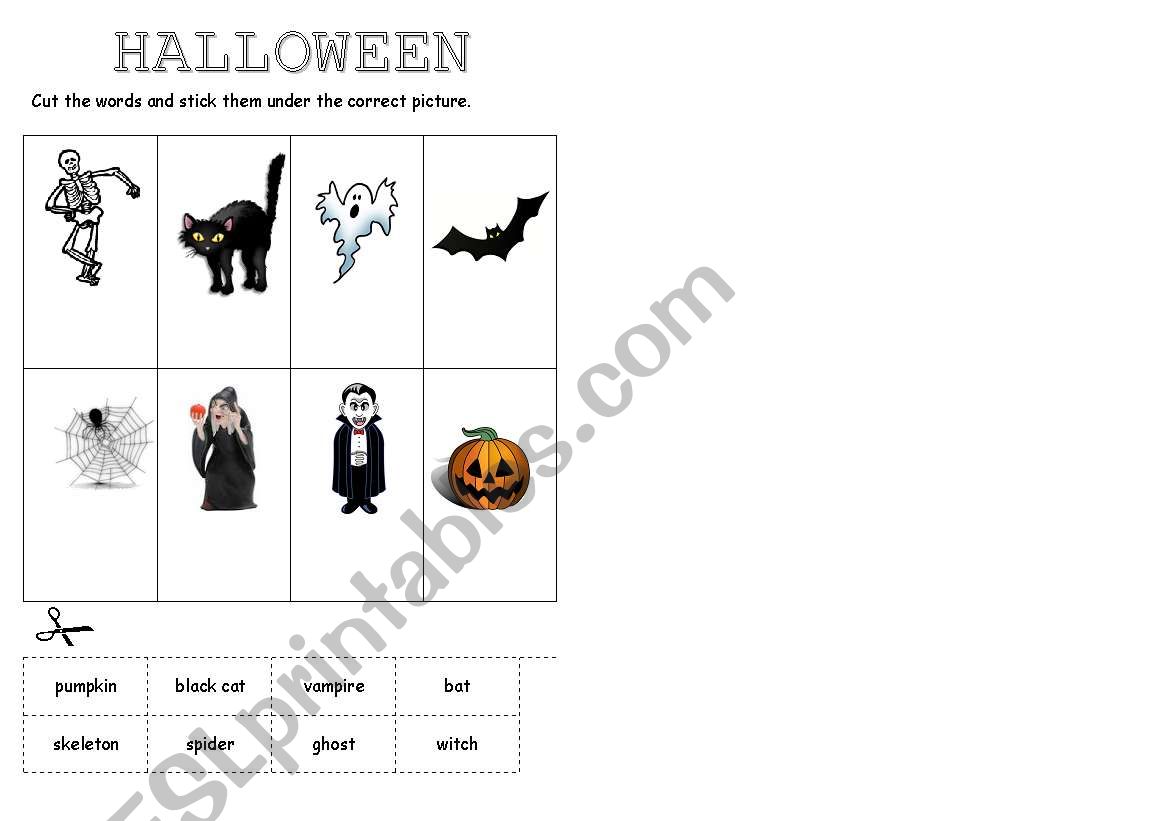 Halloween vocabulary worksheet